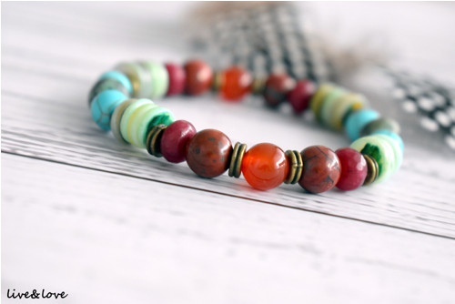 Náramek z minerálů "BOHO" — foto 1