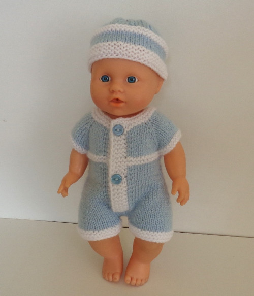 Světle modré body na panenku 30 cm