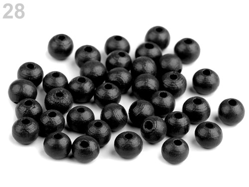 Dřevěné korálky černé průměr 8 mm (60 ks)
