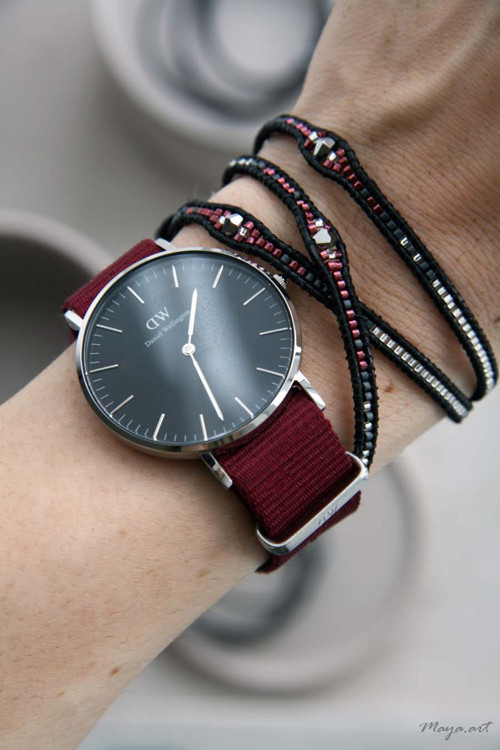 Vínovočerný trojitý náramek WEAVED BRACELET