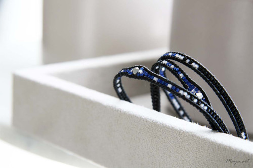 Modročerný trojitý náramek WEAVED BRACELET