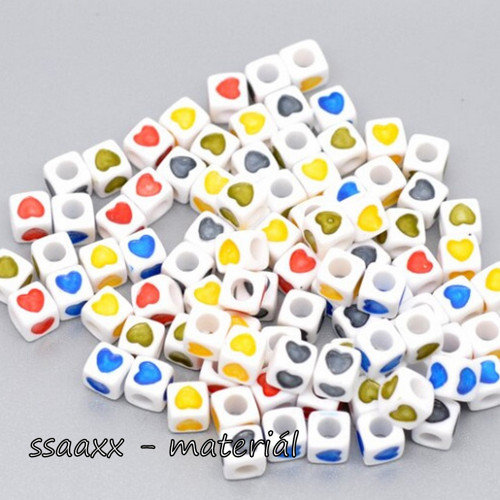 Plastový korálek ~ 7x7 mm ~ 20 ks ~ mix