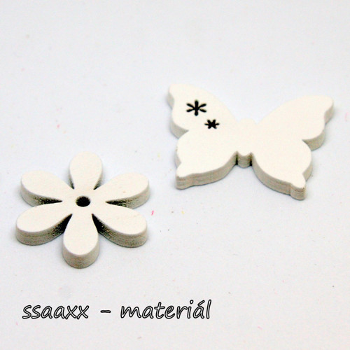 Dřevěná dekorace mix ~ 3,5+2,8 cm ~ 2 kusy ~ bílý