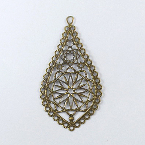 Filigránový přívěšek 66x35mm, starobronz