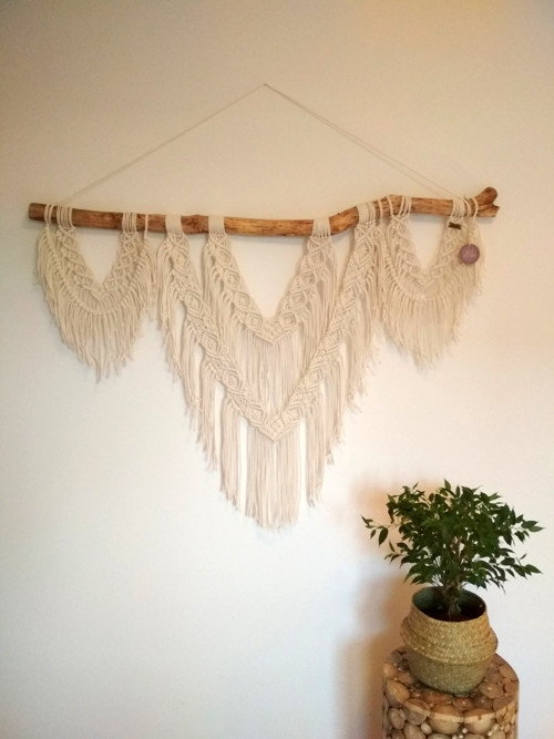 Macramé závěs bílý trojitý — foto 1