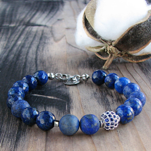Náramek lapis lazuli, stříbro Ag925 — foto 1