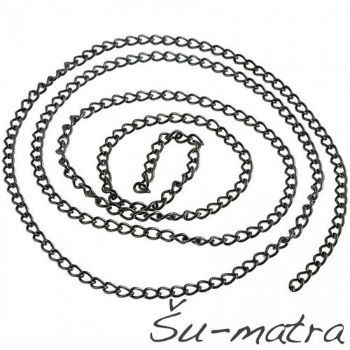 Pevný jemný řetízek gunmetal, 1,2x1,6 mm