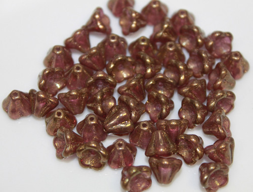 Zvonečky- 6/8mm - fialová/listr - 15ks