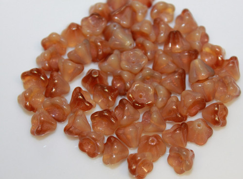 Zvonečky- 6/8mm - hnědý opál/listr - 15ks