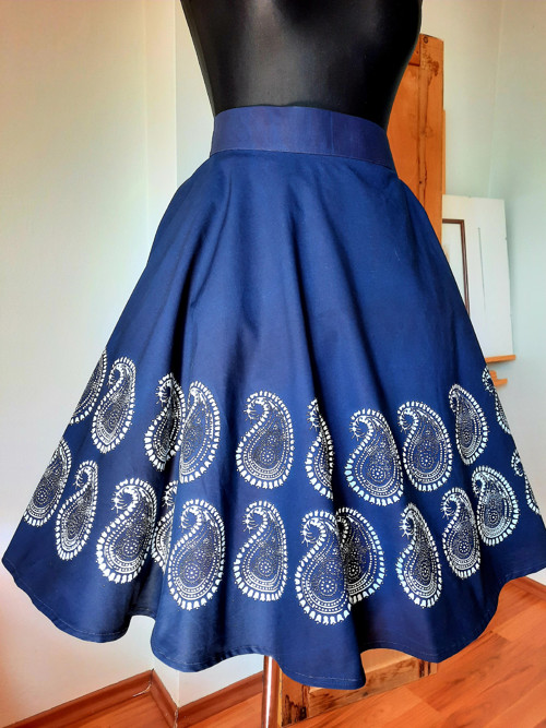 Sukně modrotisková kolová ornament paisly 2