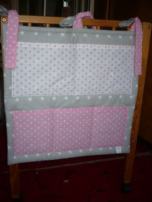 Kapsář k postýlce 60x60 šedá + růžová