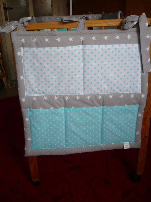 Kapsář k postýlce 60x60 šedá + tyrkys