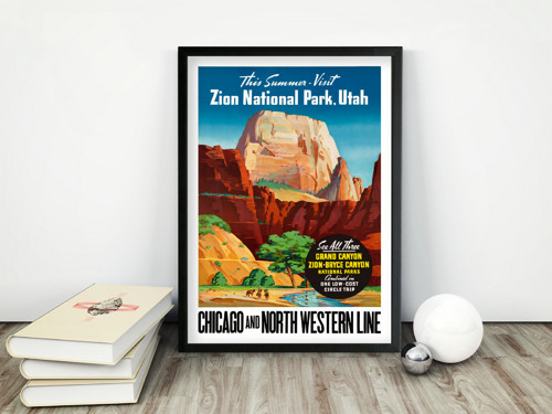 Vintage plakát Zion National Park - Utah
