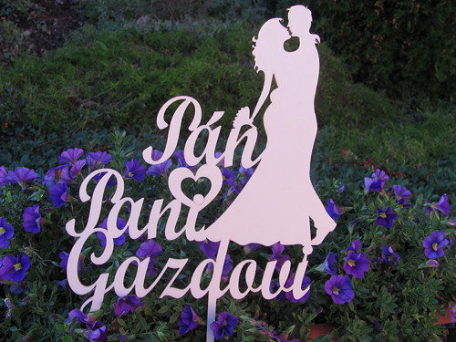 Dortový svatební zápich Pan a Paní+ příjmení 25 cm