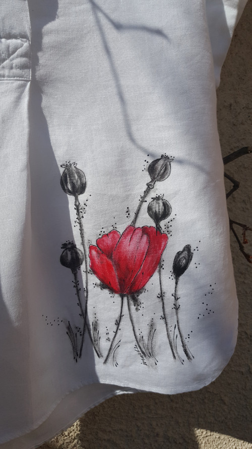 Bílý len s vlčím mákem, vel.M/L, oversized — foto 1