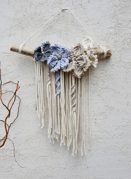 Na Větvi - Macramé Květiny Natural-Grey