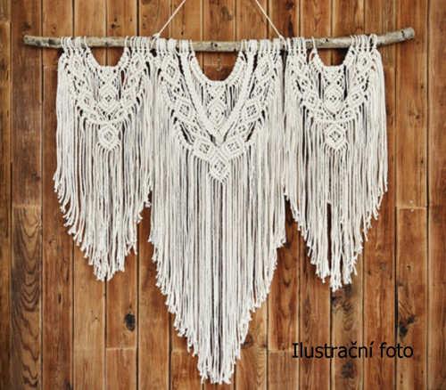Macramé závěs trojitý krémovo-perlový — foto 1