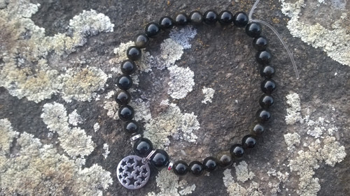 Náramek: obsidian zlatý, hematit + hvězdy