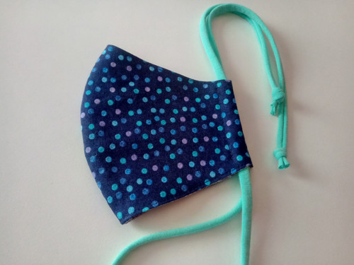 Polka Dots on Navy ... bavlněná rouška — foto 1
