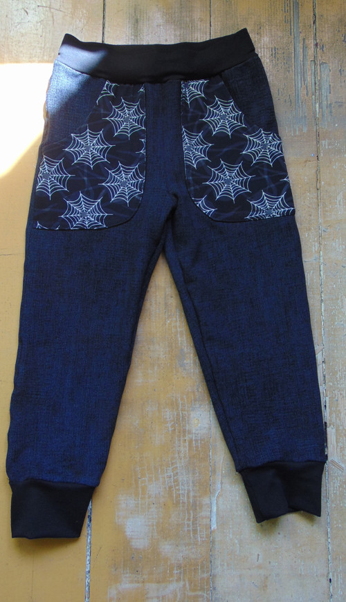 Tepláky ČERNý jeans s PAVUČINOU ,velikost 74-104