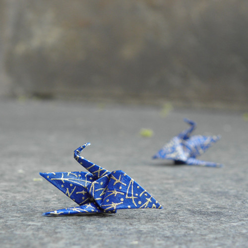 Jeřáb - origami náušnice - puzeta — foto 1
