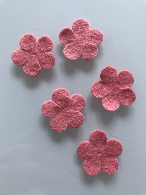Filcová kytička 3,5cm - 2ks růžová