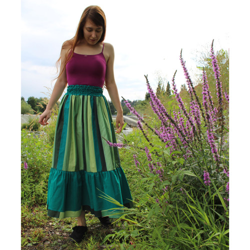 Sukně Patchwork zelená s výšivkou