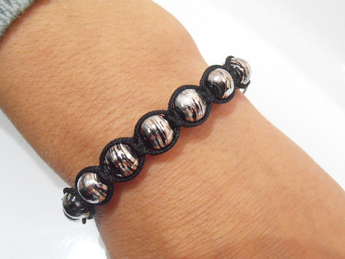 Černo-stříbrný náramek (shamballa/unisex)