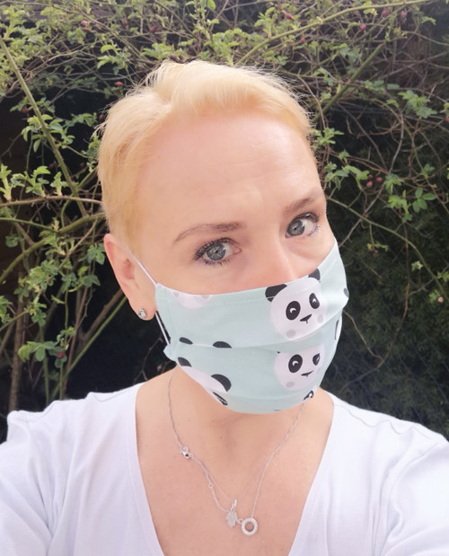Rouška dvouvrstvá panda - na gumu — foto 1