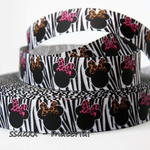 Rypsová stuha ~ 22 mm ~ Minnie a zebra