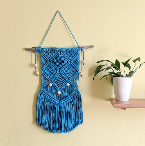 Macrame záves v tyrkysovej farbe