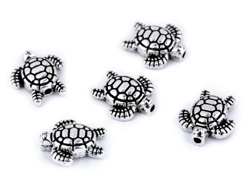 Kovový korálek želva 12 x 13 mm (2ks)