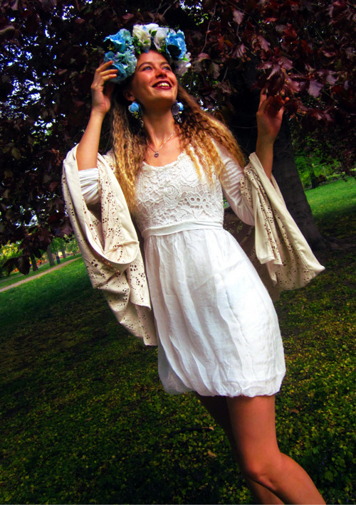 Šaty boho vílí hedvábí&krajka — foto 1
