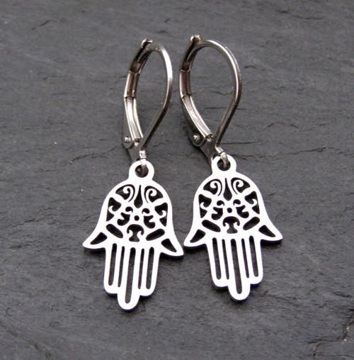 Náušnice z chir. oceli - HAMSA - RUKA FATIMY