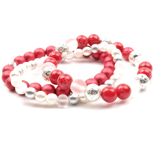 Moni - set náramků červeno-bílé