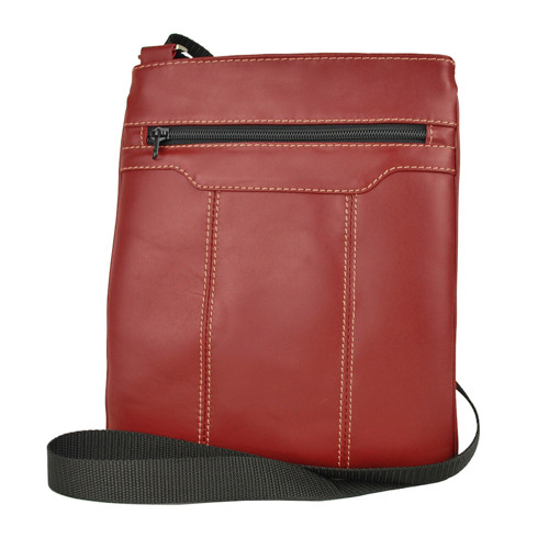 Crossbody kožená taška v červenej farbe