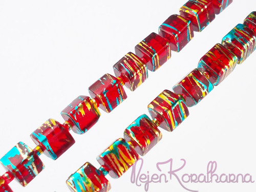 Kostky cákané červené 6mm — foto 1