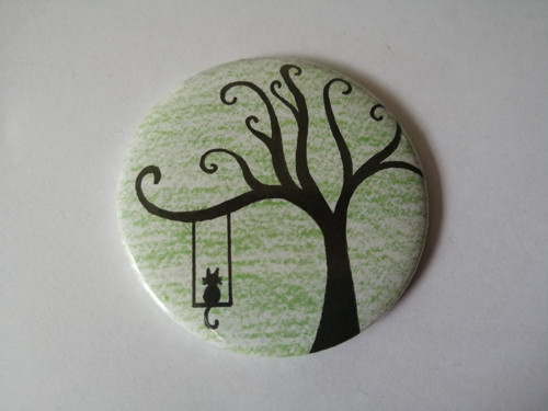 Magnet kočka na stromě (zelená) - 56 mm