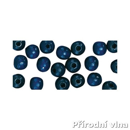 Dřevěné lakované korálky tmavě modré 6 mm