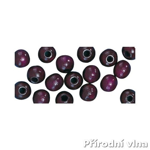 Dřevěné lakované korálky tmavě fialová 6 mm