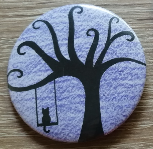 Zrcátko kočka na stromě (fialové) - 56 mm