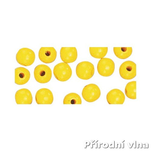 Dřevěné lakované korálky žluté 8 mm