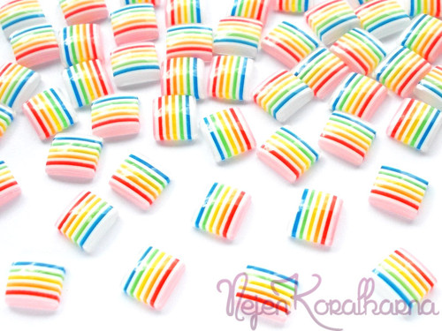 Plastové čtverečky duhové 12x12mm (2ks)