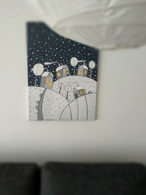 Sněží, akryl na plátně, 70x50 cm