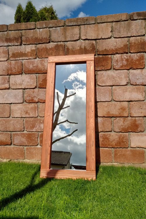 Masivní dřevěné zrcadlo stařené 60x150 cm - měď