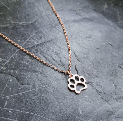 Ocelový náhrdelník*tlapka*rosegold