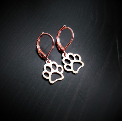 Ocelové náušnice*tlapky*rosegold