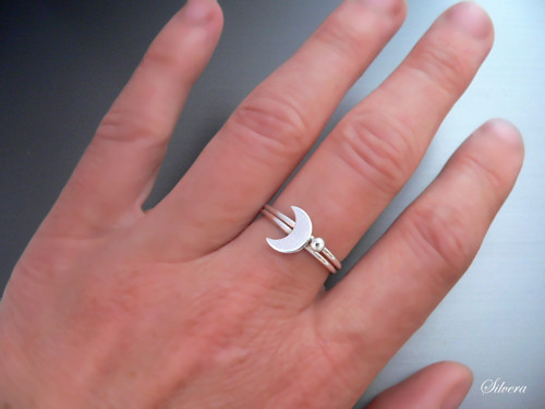 Stříbrný 925 SET Prstýnky Basic minimalist a Moon — foto 1