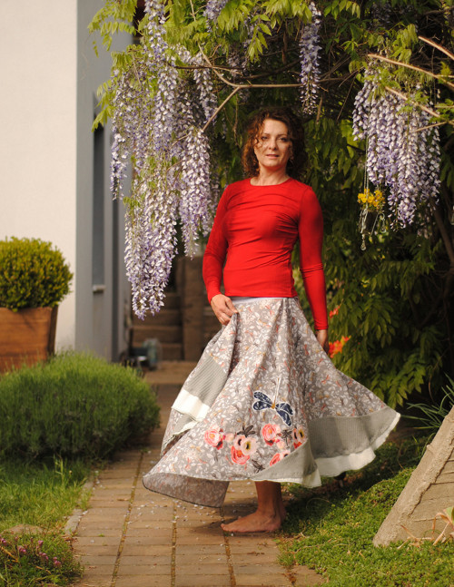 "Drafonfly´n´Roses", kolová maxisukně — foto 1