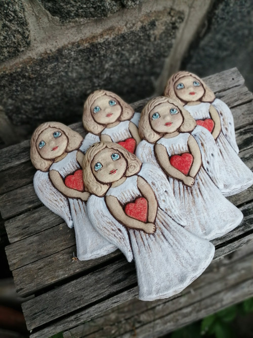 5x Andílek se srdíčkem , reliéf — foto 1